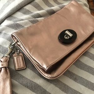 Coach Wristlet in metallic copper
